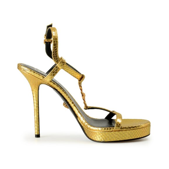 Versace Women's Gold Medusa Leather Heeled Platform Pumps Shoes US 10 IT 40 - Picture 4 of 8